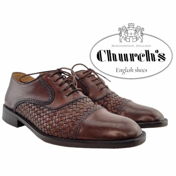 Church's Other - AUTHENTIC Church's Handmade Men's Calf Leather Woven Oxford Size 8M - Mahogany